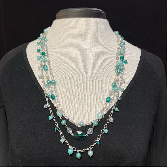 Lia Sophia BREEZEWAY Freshwater Pearl Green Beaded Multistrand Necklace NWT🏷 - Picture 4 of 6